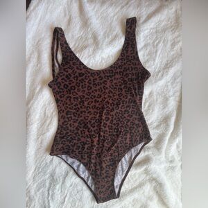 Leopard Print Brown & Black Tank Bodysuit